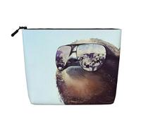 Neceser de viaje de una sola capa con estampado de murciélago vampiro, ideal para viajes de negocios y uso diario., Perezoso con gafas de sol, Talla única