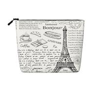 Neceser de viaje de una sola capa con estampado de pavo real, adecuado para viajes de negocios y uso diario., Torre Eiffel de café parisino, Talla única