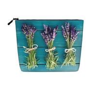 Neceser de viaje de una sola capa con patrón de tulipán rojo, adecuado para viajes de negocios y uso diario., Ramos de flores moradas, Talla única