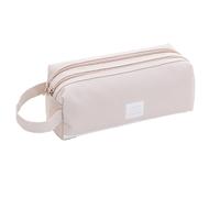 Neceser de viaje, estuche portátil para lápices con cremallera suave, tejido de algodón y lino, asa de fácil transporte para la oficina y la