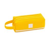 Neceser de viaje, estuche portátil para lápices con cremallera suave, tejido de algodón y lino, asa de fácil transporte para la oficina y la
