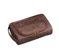 Neceser de Viaje for Mujer y Hombre, de Cuero Retro, for cosméticos, Maquillaje Femenino(Dark Brown)