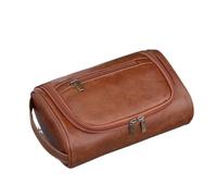 Neceser de Viaje for Mujer y Hombre, de Cuero Retro, for cosméticos, Maquillaje Femenino(Light Brown)