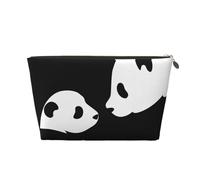 Neceser de viaje grande de cuero dorado - Bolsa organizadora de maquillaje portátil reutilizable con estampado animal panda con cremallera, Gold, Talla única