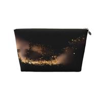 Neceser de viaje grande de cuero dorado - Bolsa organizadora de maquillaje portátil reutilizable con estampado de arena dorada y negra con cremallera, Gold, Talla única