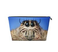 Neceser de viaje grande de cuero dorado - Bolsa organizadora de maquillaje portátil reutilizable con estampado de araña de vida silvestre con cremallera, Silver, Talla única