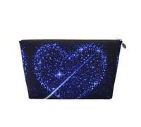 Neceser de viaje grande de cuero dorado - Bolsa organizadora de maquillaje portátil reutilizable con estampado de corazón y estrella fugaz con cremallera, Gold, Talla única