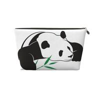 Neceser de viaje grande de cuero dorado - Bolsa organizadora de maquillaje portátil reutilizable con estampado de panda lindo con cremallera, Gold, Talla única