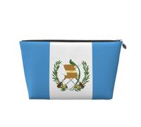 Neceser de viaje grande de cuero dorado, reutilizable, con estampado de la bandera de Guatemala, portátil, organizador de maquillaje con cremallera, Silver, Talla única