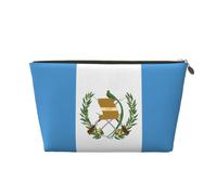 Neceser de viaje grande de cuero dorado, reutilizable, con estampado de la bandera de Guatemala, portátil, organizador de maquillaje con cremallera, Gold, Talla única