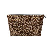 Neceser de viaje grande de cuero dorado, reutilizable, con estampado de leopardo y guepardo, portátil, organizador de maquillaje con cremallera, Silver, Talla única