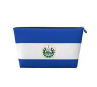 Neceser de viaje grande de cuero dorado, reutilizable, estampado de El Salvador, organizador de maquillaje portátil con cremallera, Gold, Talla única