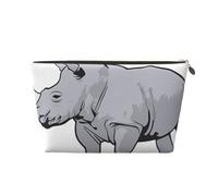 Neceser de viaje grande de cuero dorado, reutilizable, estampado de rinoceronte, portátil, organizador de maquillaje con cremallera, Gold, Talla única