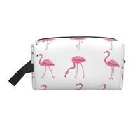 Neceser de viaje grande - Flamencos sobre blanco diseño de impresión completa, organizador portátil de artículos de tocador, bolsa multiusos para maquillaje, Blanco, Talla única