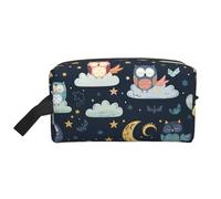 Neceser de viaje grande para maquillaje, diseño de búho durmiendo, bolsa de lavado, bolsa de cosméticos, organizador de maquillaje, bolsas de aseo para mujeres y hombres, White, Talla única, Neceser