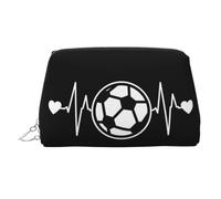 Neceser de viaje impreso con texto en inglés "I Love Soccer - Bolsa de almacenamiento portátil con tres ranuras interiores para accesorios, Silver, One Size