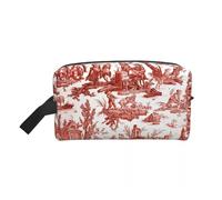 Neceser de Viaje Kawaii Toile De Jouy Rojo y Blanco for Mujer, Organizador de Maquillaje y cosméticos, Kit de Belleza(Color 08)