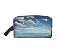 Neceser de viaje - Kit de maquillaje reutilizable, diseño de nubes blancas sobre el mar, organizador multiusos para artículos de tocador, maquillaje