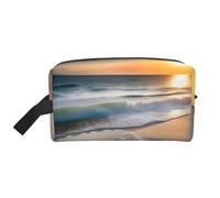 Neceser de viaje - Kit reutilizable de Dopp, bolsa de almacenamiento con estampado de puesta de sol sobre las olas, organizador multiusos para artículos de tocador, maquillaje