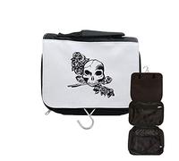 Neceser de viaje para colgar con cabeza de muerte, flor, Negro , talla única