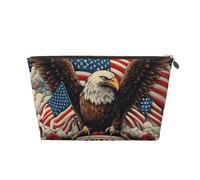 Neceser de viaje para maquillaje, 250 años de libertad, diseño de águila calva, gran capacidad, para mujeres, novias, accesorios de aseo, 250 Years of Freedom Bald Eagle Art, One Size