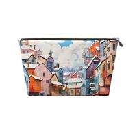 Neceser de viaje para maquillaje, diseño de ardilla, color beige, gran capacidad, para mujeres, novias, accesorios de aseo, Pintura al óleo de Beautiful Town, One Size