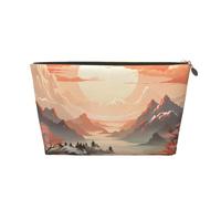 Neceser de viaje para maquillaje, diseño de conejito de huevo de Pascua, bolsa de cosméticos de gran capacidad para mujeres, novias, accesorios de aseo, Pintura rosa de río de montaña de estilo