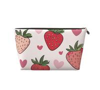 Neceser de viaje para maquillaje, diseño de elefante, morado, lavanda, mariposa, gran capacidad, para mujeres, novias, accesorios de aseo, Bonita fruta de dibujos animados de fresa rosa, One Size