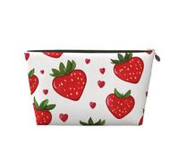 Neceser de viaje para maquillaje, diseño de elefante, morado, lavanda, mariposa, gran capacidad, para mujeres, novias, accesorios de aseo, Bonita fruta de fresa roja, One Size