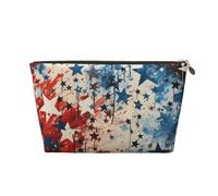 Neceser de viaje para maquillaje, diseño de mariposas azules y girasoles, bolsa de cosméticos de gran capacidad para mujeres, novias, accesorios de aseo, Día de la Independencia Paint Stars, One Size