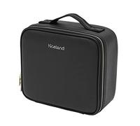 Neceser de viaje para maquillaje, gran almacenamiento (26 x 23 cm) con espejo, ideal para viajes y negocios, ideal para el almacenamiento de todo tipo de cosméticos, Negro , Rectangular