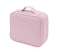 Neceser de viaje para maquillaje, gran almacenamiento (26 x 23 cm) con espejo, ideal para viajes y negocios, ideal para el almacenamiento de todo tipo de cosméticos, Rosa., Rectangular