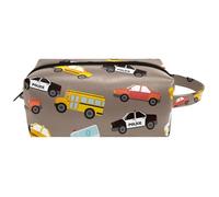 Neceser de viaje para mujer, bolsa de cosméticos de microfibra de piel para maquillaje, organizador práctico con cremallera, coche de policía, autobús escolar, taxi, multicolor, 8.2x3.1x3.5 in/21x8x9
