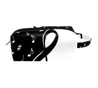 Neceser de viaje para mujer, bolsa de cosméticos de microfibra de piel para maquillaje, organizador práctico con cremallera, nota musical en blanco y negro, multicolor, 8.2x3.1x3.5 in/21x8x9 cm,