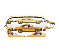 Neceser de viaje para mujer, bolsa de cosméticos de microfibra de piel para maquillaje, organizador práctico con cremallera, sin costuras, taxi coche, multicolor, 8.2x3.1x3.5 in/21x8x9 cm, Neceser