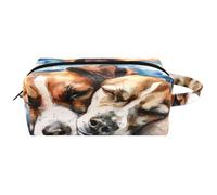 Neceser de viaje para mujer, bolsa de cosméticos de microfibra de piel para maquillaje, organizador práctico con cremallera, diseño de Jack Russel, multicolor, 8.2x3.1x3.5 in/21x8x9 cm, Neceser