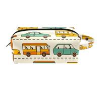 Neceser de viaje para mujer, bolsa de cosméticos de microfibra de piel para maquillaje, organizador práctico con cremallera, autobús, taxi y coche, multicolor, 8.2x3.1x3.5 in/21x8x9 cm, Neceser