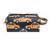 Neceser de viaje para mujer, bolsa de cosméticos de microfibra de piel para maquillaje, organizador práctico con cremallera, taxi, multicolor, 8.2x3.1x3.5 in/21x8x9 cm, Neceser