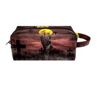 Neceser de viaje para mujer, bolsa de cosméticos de microfibra de piel para maquillaje, organizador práctico con cremallera, mano zombi fuera del infierno, multicolor, 8.2x3.1x3.5 in/21x8x9 cm,