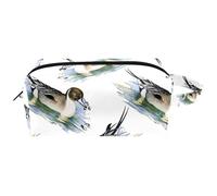 Neceser de viaje para mujer, bolsa de cosméticos de microfibra de piel para maquillaje, organizador práctico con cremallera, patos salvajes en estanque, multicolor, 8.2x3.1x3.5 in/21x8x9 cm, Neceser