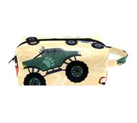 Neceser de viaje para mujer, bolsa de cosméticos de piel de microfibra para maquillaje, organizador práctico con cremallera, Monster Trucks Car, multicolor, 8.2x3.1x3.5 in/21x8x9 cm, Neceser
