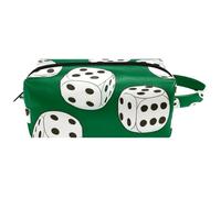 Neceser de viaje para mujer, bolsa de cosméticos de piel de microfibra para maquillaje, organizador práctico con cremallera, seis lados dados en color verde, multicolor, 8.2x3.1x3.5 in/21x8x9 cm,