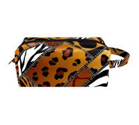 Neceser de viaje para mujer, bolsa de cosméticos de piel de microfibra para maquillaje, organizador práctico con cremallera, textura de piel de animales, parches de fondo, multicolor, 8.2x3.1x3.5