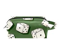 Neceser de viaje para mujer, bolsa de cosméticos de piel de microfibra para maquillaje, organizador práctico con cremallera, dados de dibujos animados en color verde, multicolor, 8.2x3.1x3.5 in/21x8x9