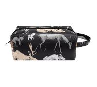 Neceser de viaje para mujer, bolsa de cosméticos de piel de microfibra para maquillaje, organizador práctico con cremallera, animales del bosque dibujados a mano, multicolor, 8.2x3.1x3.5 in/21x8x9 cm,