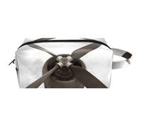 Neceser de viaje para mujer, bolsa de cosméticos de piel de microfibra para maquillaje, práctico organizador con cremallera, hélice vintage de avión de guerra, multicolor, 8.2x3.1x3.5 in/21x8x9 cm,