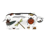 Neceser de viaje para mujer, bolsa de cosméticos de piel de microfibra para maquillaje, práctico organizador con cremallera, insectos, mariquita, abeja, araña y hormigas, multicolor, 8.2x3.1x3.5