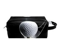 Neceser de viaje para mujer, bolsa de cosméticos de piel de microfibra para maquillaje, práctico organizador con cremallera, pelota de golf en la camiseta con club en el centro de atención,