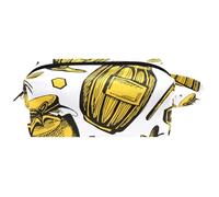 Neceser de viaje para mujer, bolsa de cosméticos de piel de microfibra para maquillaje, práctico organizador con cremallera, panal de abeja amarilla y tarro de miel, multicolor, 8.2x3.1x3.5 in/21x8x9
