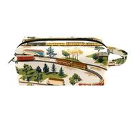Neceser de viaje para mujer, bolsa de cosméticos de piel de microfibra para maquillaje, práctico organizador con cremallera, trenes en el ferrocarril rural, multicolor, 8.2x3.1x3.5 in/21x8x9 cm,